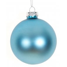 Χριστουγεννιάτικη Γυάλινη Μπάλα Γαλάζια Ματ (10cm)